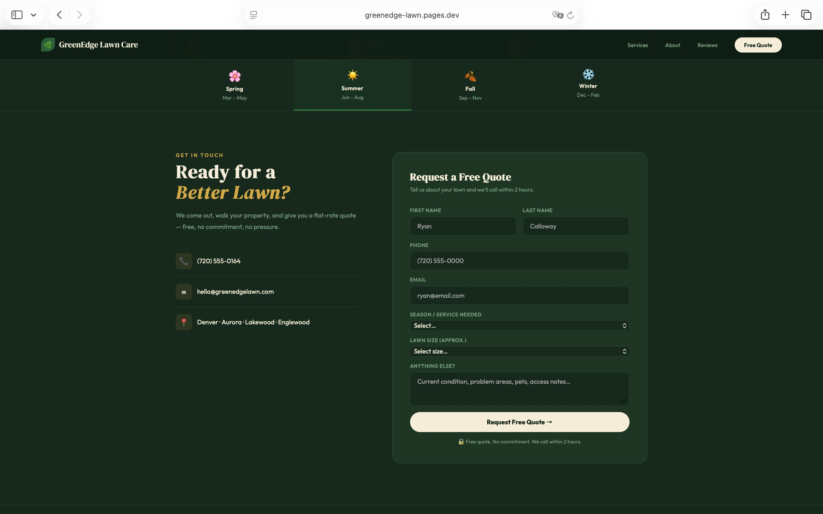 GreenEdge quote form