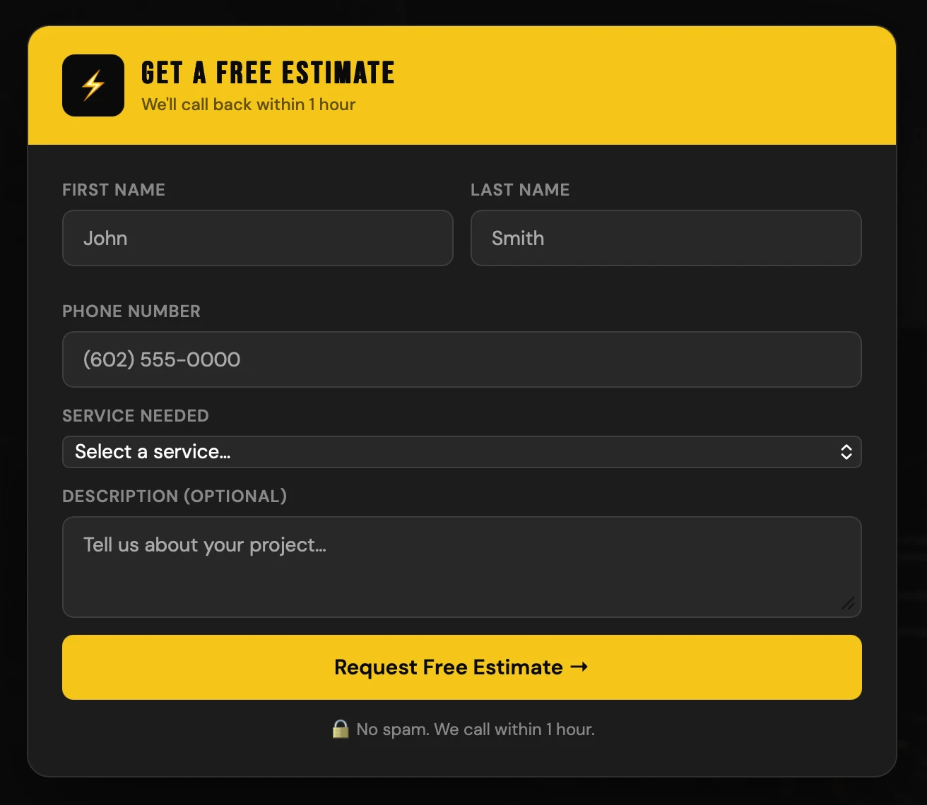 VoltagePro contact form